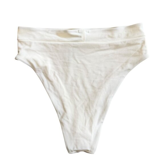 Aerie High Waist Cheeky Bikini Bottom White M Vacation Beach Pool Baywatch - Picture 2 of 5